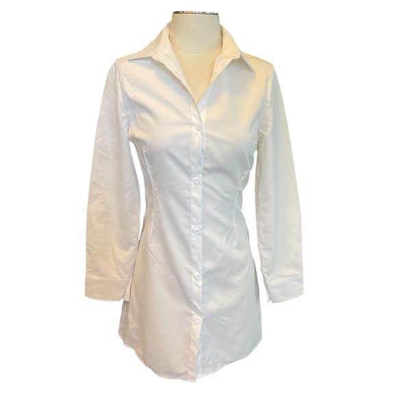 Cider Corset Lace Up Back Detail Fitted Shirt Mini Dress - Picture 2 of 8